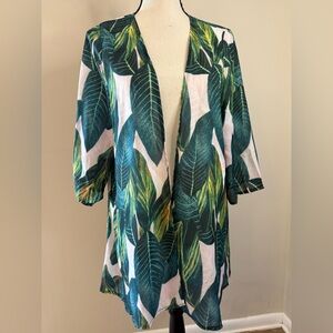 Adreamly tropical green palm leaf swim coverup SZ SM